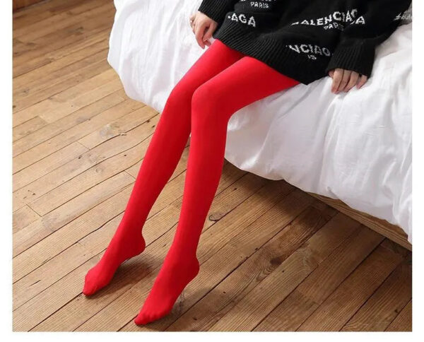 Women Socks Thermal Pantyhose Woman Fleece Tights Sexy Winter Warm Solid Red Stockings Slim Thicken Elastic Veet Female Leggings
