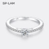 Real Sterling Sier Small Moissnaite Ring For Women Simple Sparkling Round 0.3CT Certificated Lab Diamond Finger Rings