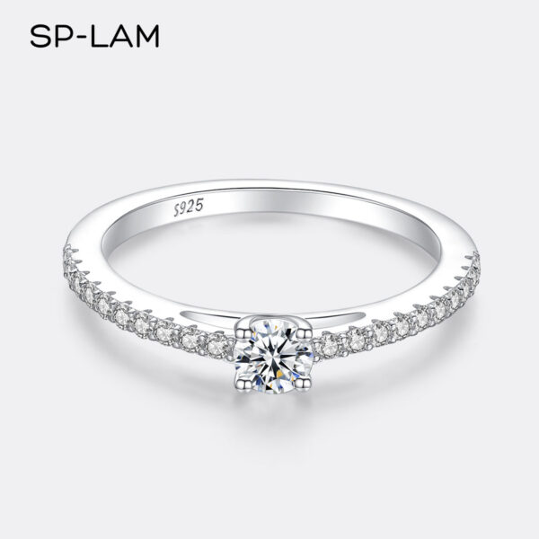 Real Sterling Sier Small Moissnaite Ring For Women Simple Sparkling Round 0.3CT Certificated Lab Diamond Finger Rings