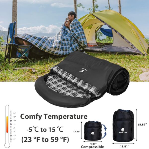 GEERTOP Schlafsack XXL 4 Jahreszeiten Flanell Campingschlafsack Übergröße 220x100cm für Erwachsene Outdoor Rucksackreisen, Wandern