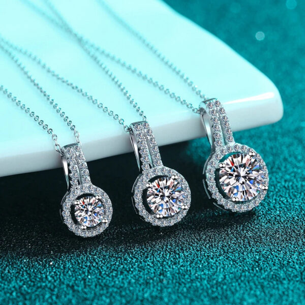 NeeTim 1ct 2ct 5ct D Color Moissanite Diamond Top Quality Gold Plated Drop Pendant Necklace Fine Jewelry Gifts Wholesale