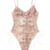 6a6cad2bb850436e Lilosy Women Sexy Lace Up Floral Embroidered Teddy Lingerie Bodysuit Top Mesh Sheer One Piece
