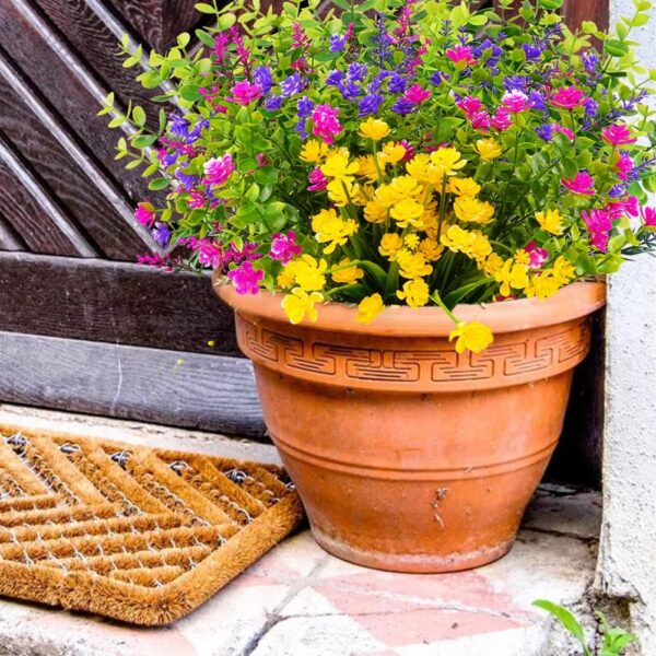 6a7ea0295a893293 12 Bundles Outdoor Artificial Fake Flowers UV Resistant No Fade Boxwood Faux Plastic Shrubs Plants for Garden Patio Porch Window Box Home Wedding Farmhouse Hanging Décor