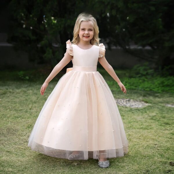 6a89dfb9055a1d89 Women's Long Bow Tie Princess Piano Recital Dress Puffy Wedding Gown