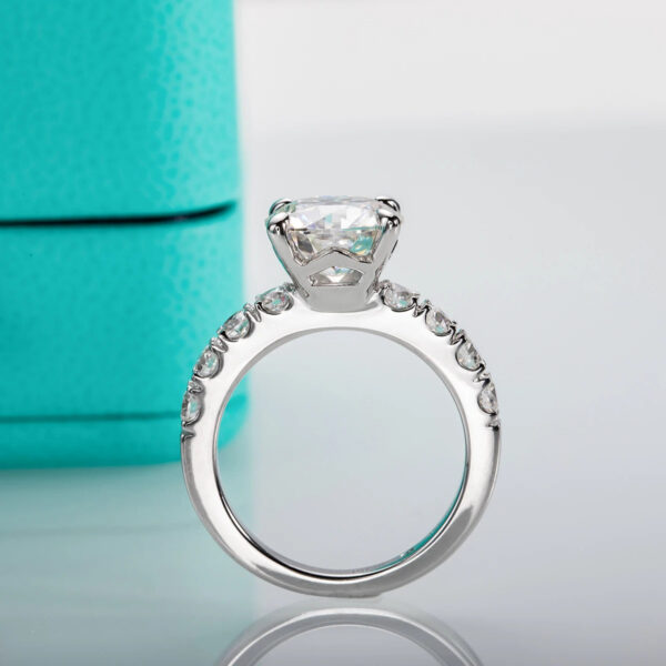 AnuJewel 4.3cttw D Color Moissanite Engagement Rings 925 Sterling Silver 18k Gold Plated Lab Created Diamond Wedding Band Rings