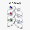 6ab9eb0667abbc17 MODIAN Real 925 Sterling Silver Classic Elegant Oval Rainbow Colorful Zirconia Ring For Women Wedding Engagement Fine Jewelry