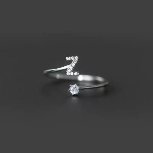 Fashion Sterling Sier 26 Letter Sparkling Diamond Zircon Open Index Finger Your Name Ring Birthday Party Jewelry