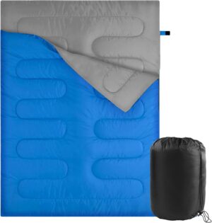 6ad9ee401088bef4 Double Sleeping Bag, 3 Season Waterproof Warm Rectangular Sleeping Bag for Adults, 2 Person Sleeping Bags with Compression Sack for Camping, Hiking, Backpacking, Outdoor Traveling