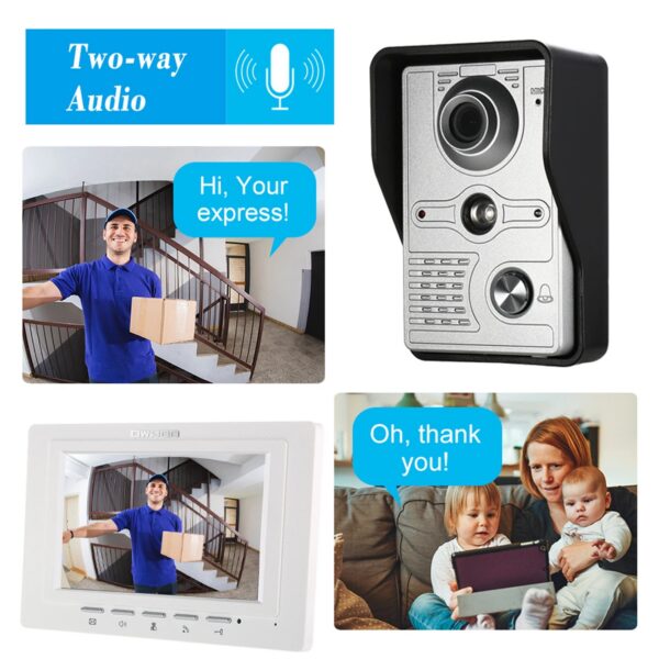 6afb421d48e9704f 7 inch Wired Video Doorbell Indoor Monitor IR-CUT Outdoor Camera Visual Intercom Two-way Audio Remote Unlock Video Door Phone