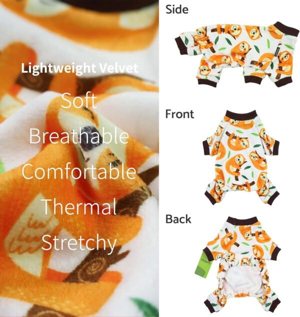 Cute Sloth Dog Pajamas, Dog Clothes for Small Dogs Boy Girl, Lightweight Velvet Pet Jumpsuit, Cat Onesie, White, Yellow, XXL