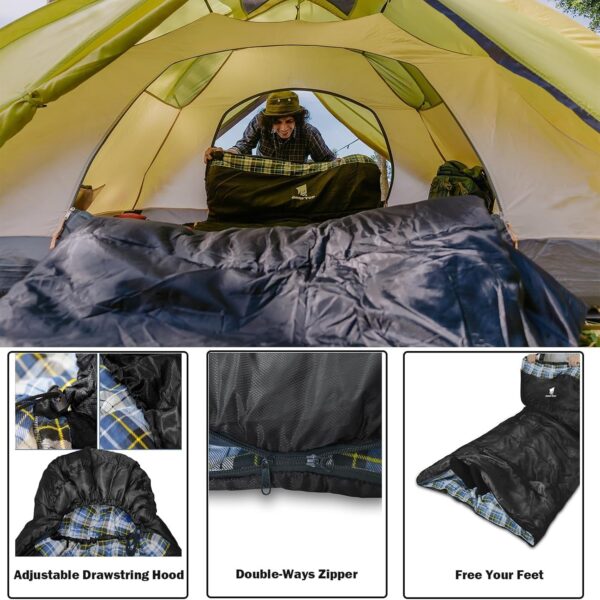 GEERTOP Schlafsack XXL 4 Jahreszeiten Flanell Campingschlafsack Übergröße 220x100cm für Erwachsene Outdoor Rucksackreisen, Wandern