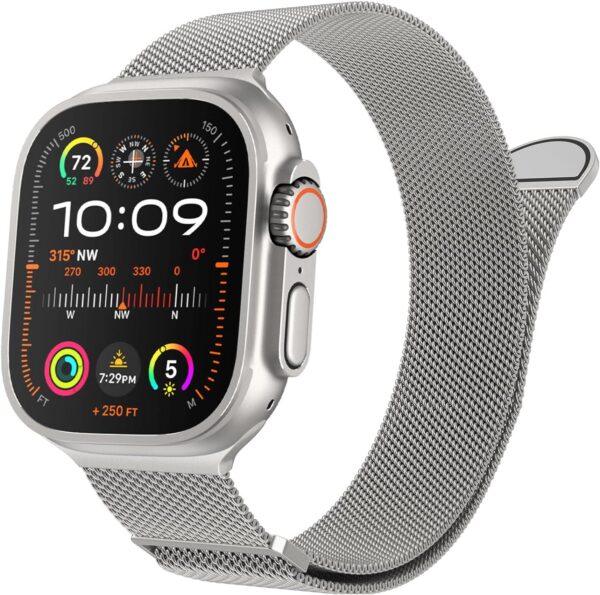 Marge Plus for Apple Watch Band Series Ultra 8 7 6 5 4 3 2 1 SE 38mm 40mm 41mm 42mm 44mm 45mm 49mm Women and Men, Stainless Steel Mesh Loop Magnetic Clasp Replacement for iWatch Bands