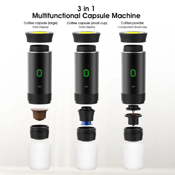 6b22f0f866993996 Wireless Electric Portable Espresso Coffee Machine for Car & Home Camping Coffee Maker 3-in-1 Capsule Powder Travel Coffee Maker