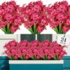 6b2c37a5ef462a06 24 Bundles Artificial Flowers for Outdoor,No Fade Fake Plastic Flowers Faux Plants for Decoration Hanging Planters Indoor Outside Garden Porch Window Box Home Wedding Farmhouse
