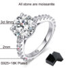 Smyoue Plated 0.6-4.2CT All Moissanite Rings for Women Sparkly Wedding Diamond Band Sterling Sier Jewelry GRA