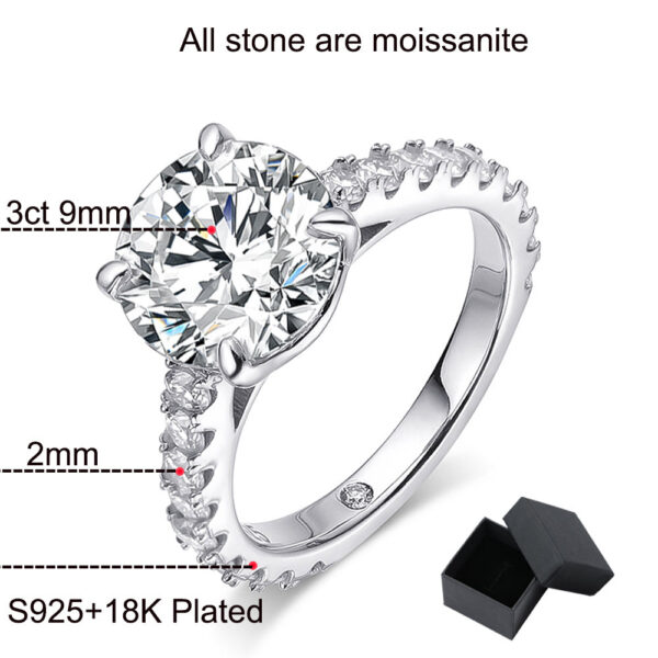 Smyoue Plated 0.6-4.2CT All Moissanite Rings for Women Sparkly Wedding Diamond Band Sterling Sier Jewelry GRA