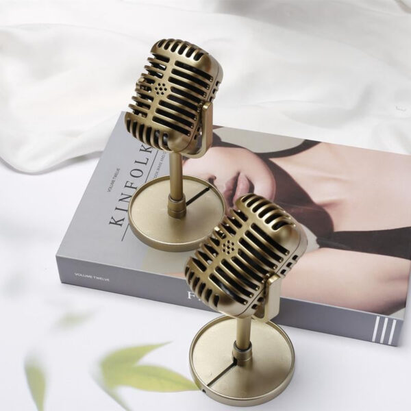 6b4c570b78347fe0 Simulation Props Mic Plastic Retro Dynamic Vocal Microphone Vintage Style Universal Stand Ornament For Live Performance Karaoke