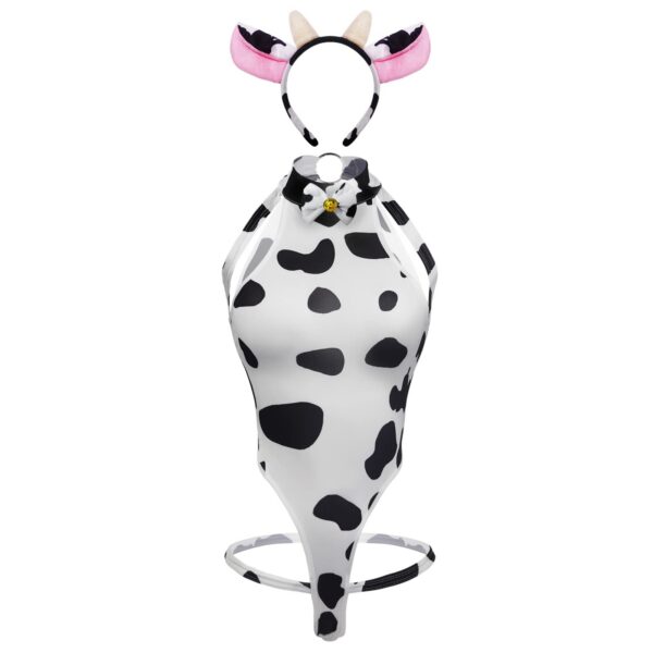 paloli Womens Anime Cow Cosplay Bikini Lolita Kawaii Bra and Panty Set Japanese Underwear White Stocking