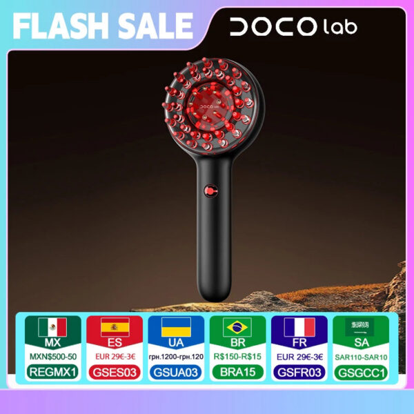 6b4e76442c558cf9 DOCO EMS Electric Massage Comb Vibration Red Light Therapy Hair Growth Massage Scalp Brush Anti Hair Loss Liquid Oil Applicator