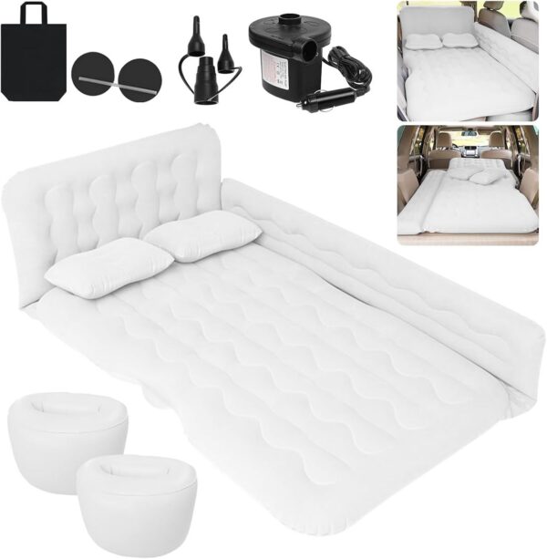 6b50c68753c53c2e Car Bed SUV Air Mattress, Car Air Mattress with Electric Air Pump, 2 Inflatable Pillows and 2 Footrests for Back Seat, Trunk Sleeping - Upgraded -Thickened Camping,White