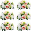 6b51855829e6314c NUPTIO Artificial Flower Centrepieces for Tables - 6 Pcs Crimson & White Fake Flowers Roses Balls 9.5in Diameter - Silk Faux Rose Arrangement for Wedding Party Centerpiece Table Decorations