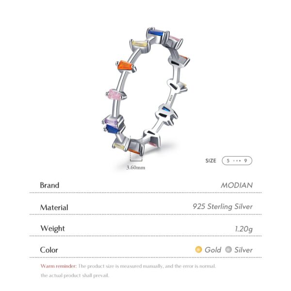 6b5400379147b4e3 Modian 12 Style Authentic 925 Sterling Silver Rainbow Colorful Fashion Stackable Finger Ring For Women Grils Statement Jewelry