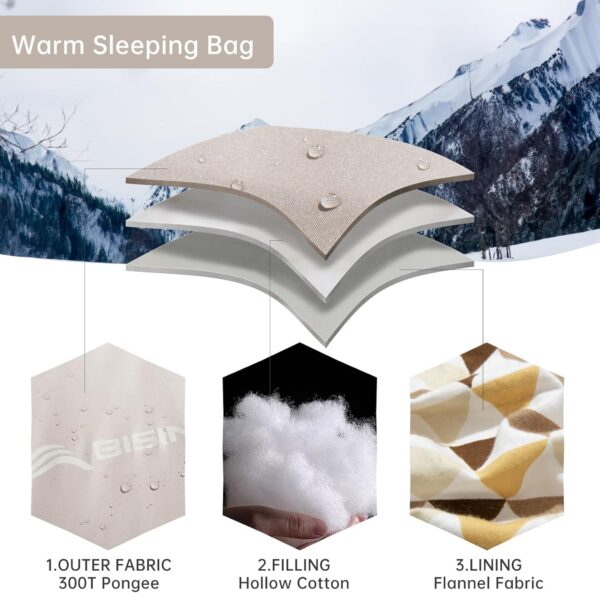BISINNA XL Wide Sleeping Bag for Adults 3-4 Season Large Flannel Liner Single Warm Comfortable Lightweight for Camping Hiking Backpacking Outdoor with Compression Sack