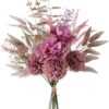 KIRIFLY Artificial Fake Flowers Plants Silk Flower Arrangements Wedding Bouquets Decorations Plastic Floral Table Centerpieces for Home Kitchen Garden Party Décor (Purple White)