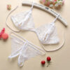 6b9c0a4e365300da Sexy Lace-up Lingerie Set Women Hot Exotic Open Crotch Transparent Underwear G-string Bandage Bikini Three-point Set