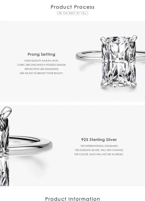 6ba3a1bdf5fb0e53 Modian Classic Rectangular Cutting Clear CZ Ring Solid 925 Sterling Silver Luxury Finger Rings For Women Wedding Fine Jewelry