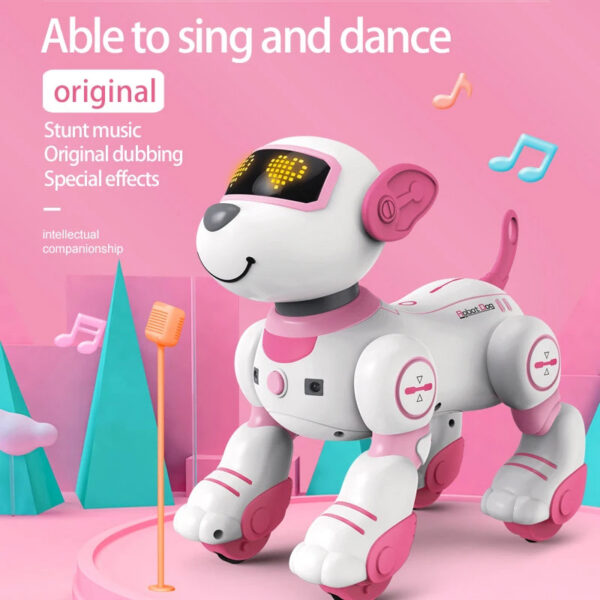 6bb0d2714ff65f2e Funny RC Robot Electronic Dog Stunt Dog Voice Command Programmable Touch-sense Music Song Robot Dog Pink Toys for Girls Gift