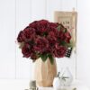 Artificial Peonies Silk Flowers, Faux Peony Bouquet 4 Bundles Florals Arrangements Decor for Farmhouse Home Boho Wedding Table Centerpiece, Fake Plastic Flowers Bulk for Vase Decoration (Pink Purple)