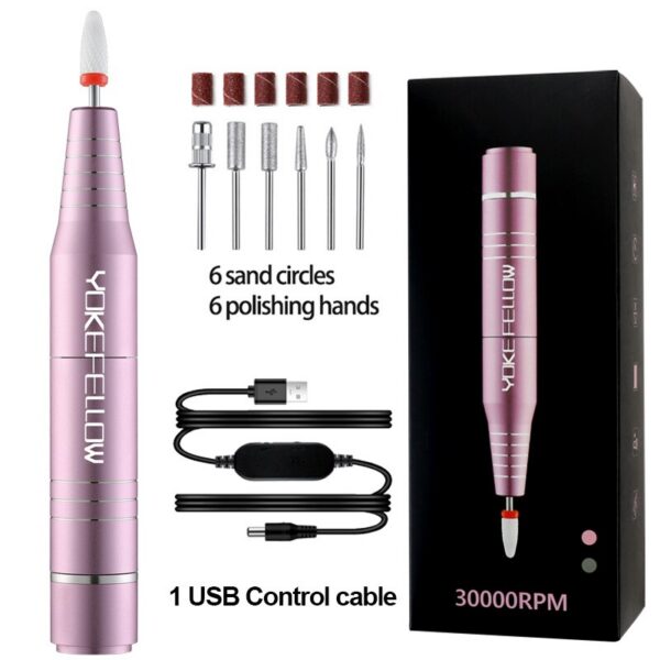YOKEFELLOW Drill 30000RPM Professional Electric Nail File Kit for Acrylic Gel Nails Manicure Pedicure Home Use