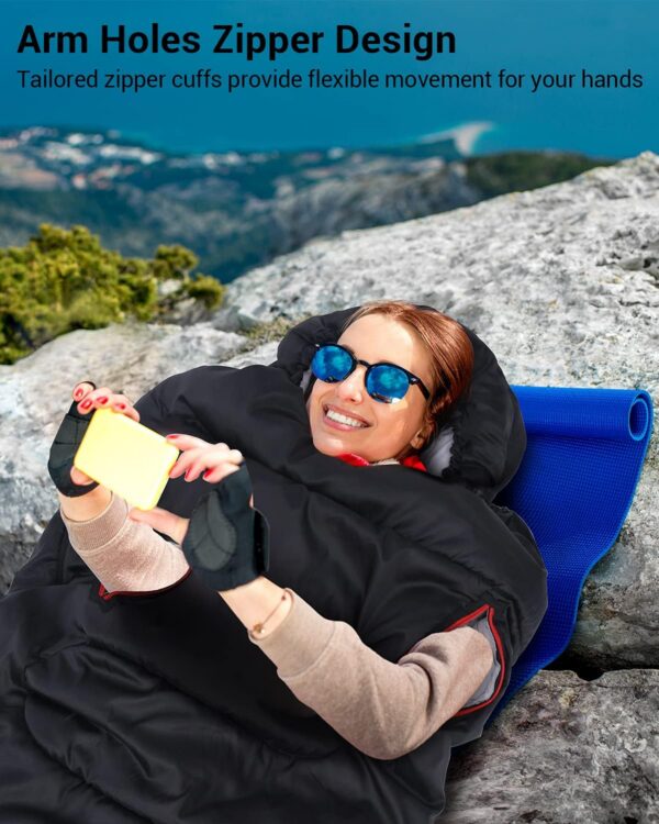 6bb18e2567df984c Sleeping Bag for Adults 220×85cm, 3-4 Season Warm & Cool Weather Sleeping Bag with Zippered Holes for Adults & Kids Camping,Traveling, Music Festival and Outdoors,1.9KG