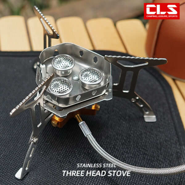 6bb767680f5ce84d Newest Arrival Portable Three Head Windproof Camping Picnic Burner Outdoor Foldable Gas Stove