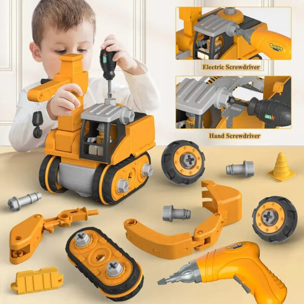 6bbf6f3a5380f612 Kids Engineering Vehicle Electric Drill Tool Toys Match Children Educational Assembled Sets Tools For Boys Nut Building Gift