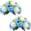 6bcf922d60c20679 NUPTIO Artificial Flower Centrepieces for Tables - 6 Pcs Crimson & White Fake Flowers Roses Balls 9.5in Diameter - Silk Faux Rose Arrangement for Wedding Party Centerpiece Table Decorations