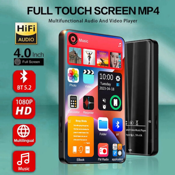 6bd19b7ce16ddf10 HD MP3 MP4 PlayerFull Touch ScreenBluetooth 5.2 Walkman16GBBuilt-in SpeakerMusic PlayerFM RadioRecordingEbook