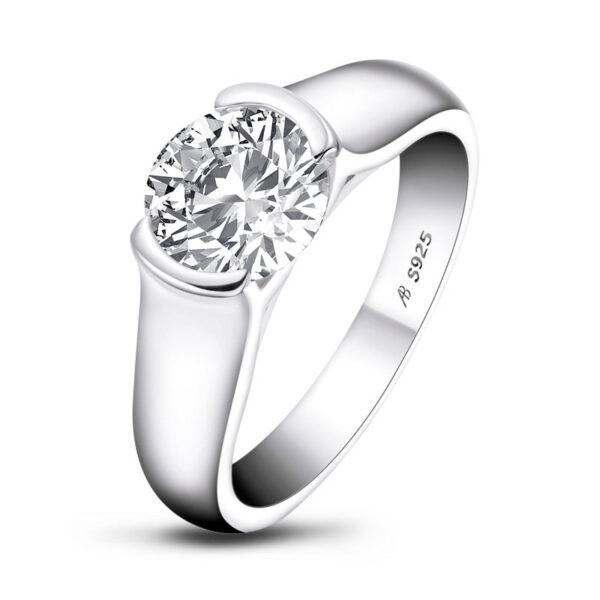IOGOU 2ct Moissanite Diamond Solitiare Engagement Rings For Women 100% Sterling Sier Bridal Wedding Band Bezel Setting 8mm