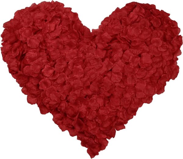 Red Rose Petals Decorations Set, 1000 Pieces Artificial Rose Petals with 3Pcs Romantic Banner, Rose Petals for Romantic Night for Her Set, Special Night Party Decor for Home, Wedding, Anniversary