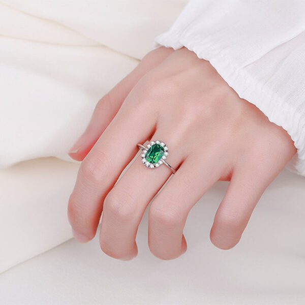 6c126f44ed3596f0 NEW Classic Emerald Ring For Woman Real S Sier Diamond Crystal Flower Loyal Finger Wedding Party Gift Female Jewelry