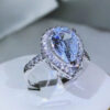 6c23a2a94d1ded11 sterling sier elegant and exquisite drop-shaped white zircon ring with diamonds for ladies fashion jewelry Valentine's day