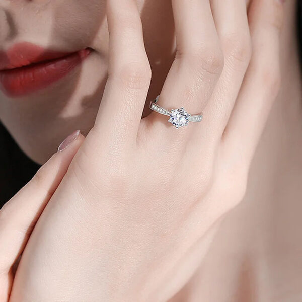 Smyoue Real 0.5-3CT Moissanite Wedding Ring for Women Sterling Sier Round Brilliant Diamond Solitaire Engagement Rings Gift