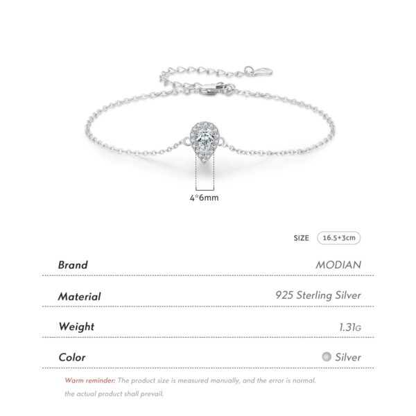 6c458f46b2e754ae MODIAN 925 Sterling Silver Water Drop Clear CZ Bracelet Pear Cut Link Chain Platinum Plated Bracelet For Women Wedding Jewelry