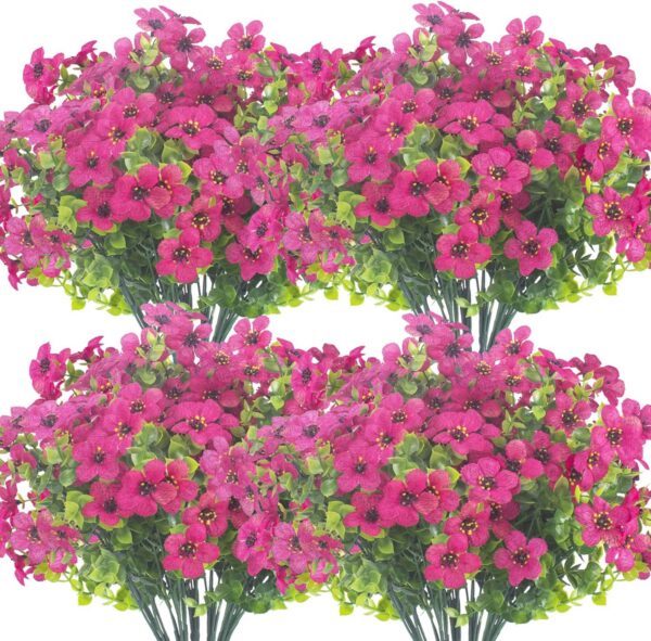 6c5946047784d5c3 Grunyia 10 Bundles Artificial Flowers Outdoor UV Resistant Fake Flowers No Fade Faux Plants Garden Porch Window Box Decorating (White)