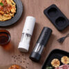 6c730789c0e2ec6a 2024 NEW Huohou Electric Grinder Pepper Seasonings Spices Grain Mill Salt Shaker LED Light 6 Modes Kitchen Cooking Tool 2pcs Set