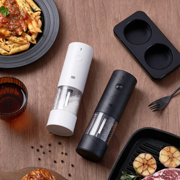 6c730789c0e2ec6a 2024 NEW Huohou Electric Grinder Pepper Seasonings Spices Grain Mill Salt Shaker LED Light 6 Modes Kitchen Cooking Tool 2pcs Set