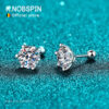 6c96c7b9d4a35cd5 KNOBSPIN Moissanite Stud Earrings 18K White Gold Plated Sterling Silver D VVS1 Round Cut Lab Diamond Screw Ear Studs For Women