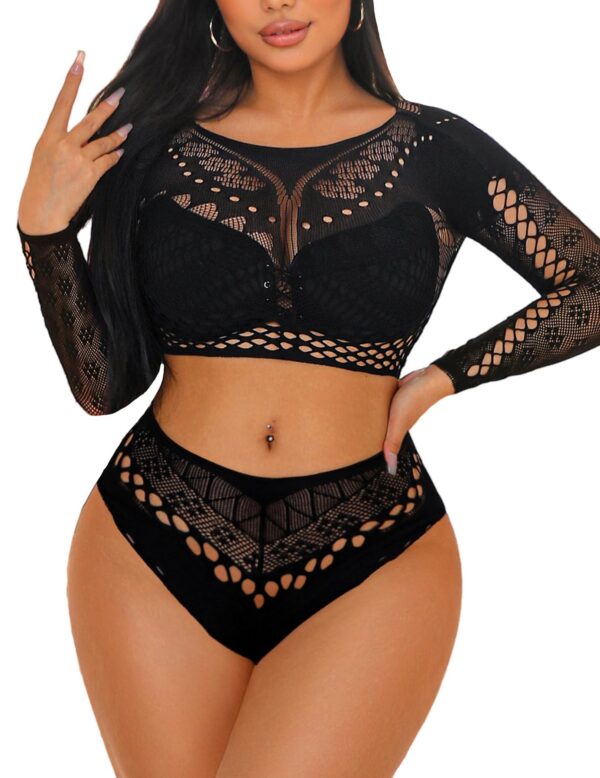 Avidlove Women's Fishnet for Women Sexy Two Piece Lingerie Set Stripper Outfit