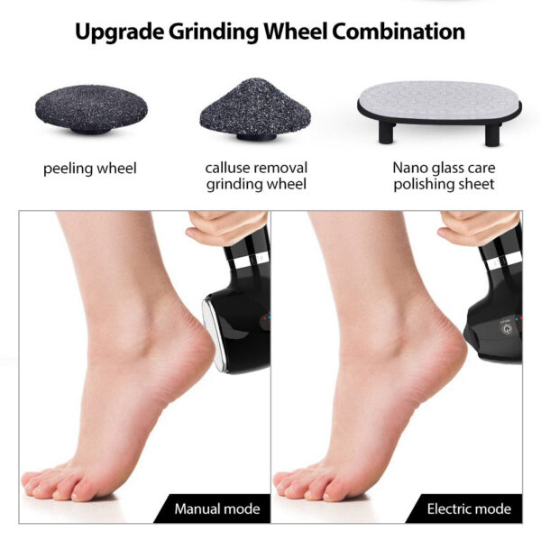 Electric Grinder for Foot Callus Sander Dead Skin Rupture Remover Pedicure with 3 Speeds Rechargeable Feet Heels Grind